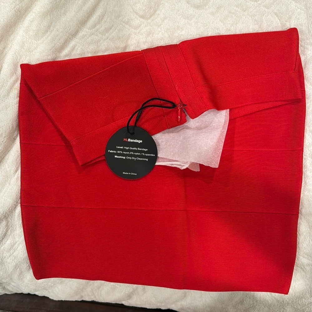 Red high Waist bandage Skirt short small